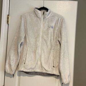 fuzzy white north face jacket size medium